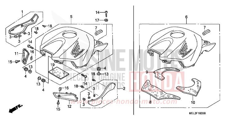 TOP SHELTER for CBR1000RR Fireblade GRAPHITE BLACK (NHB01BA) from 2006